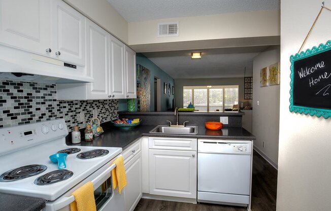 Spacious kitchens include plenty of above and below cabinet storage and meal prep space.