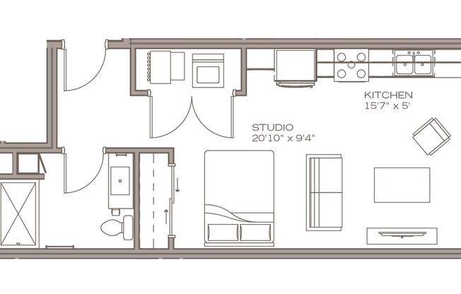 Studio, 1 bath, 452 sqft, $1,250, Unit 309