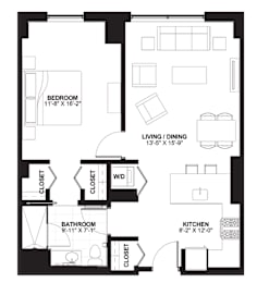 1 bed, 1 bath, 795 sqft, $2,968