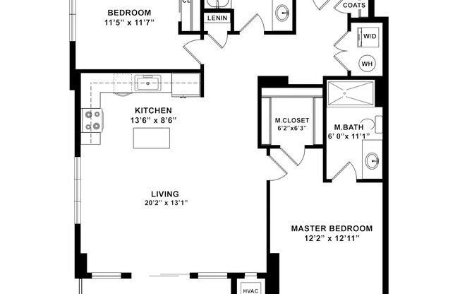 2 beds, 2 baths, 1,136 sqft, $5,145, Unit 1402