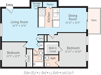 2 beds, 1.5 baths, 1,166 sqft, $1,475