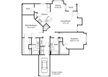 2 beds, 2 baths, 1,266 sqft, $1,352