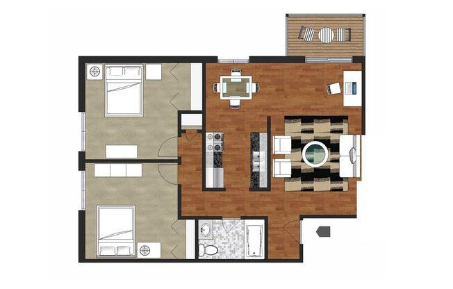 2 beds, 1 bath, 950 sqft, $1,489, Unit 6-105