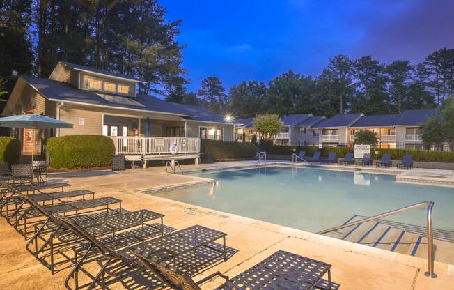Night lights at Harvard Place Apartment Homes by ICER, Lithonia