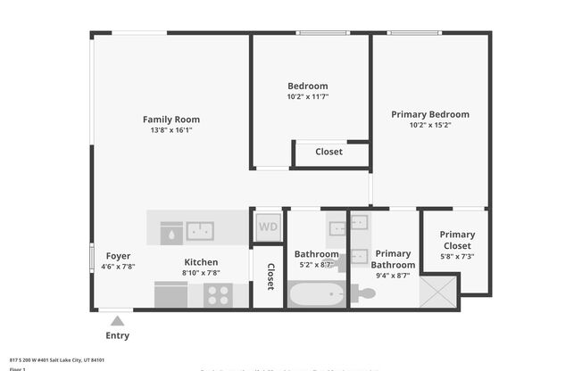 2 beds, 2 baths, 834 sqft, $2,100, Unit 306