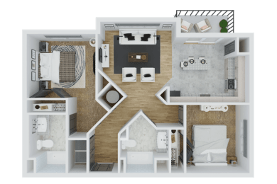 2 beds, 2 baths, 978 sqft, $2,007