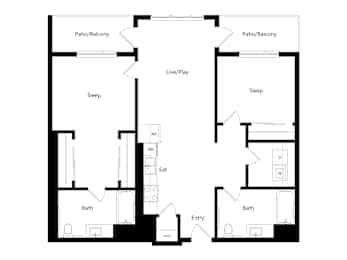 2 beds, 2 baths, 1,155 sqft, $3,711