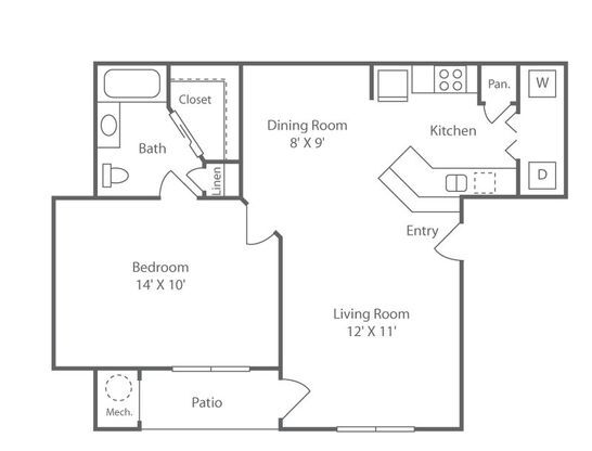 1 bed, 1 bath, 680 sqft, $1,090