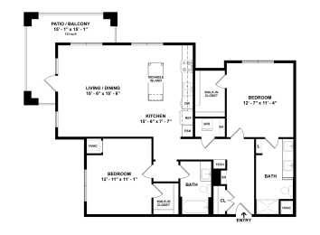 2 beds, 2 baths, 1,220 sqft, $2,585