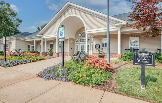 A building with a Future Resident Parking sign in front of it.