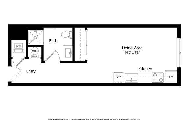 Studio, 1 bath, 435 sqft, $1,420