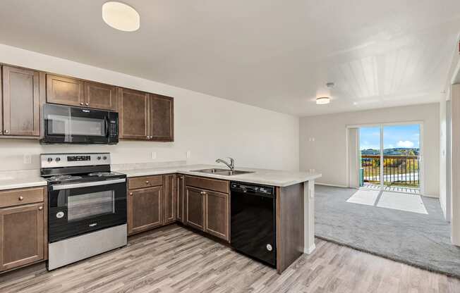 kitchen with black appliances