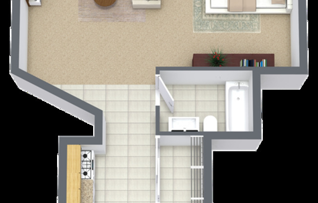 Studio, 1 bath, 495 sqft, $910, Unit 1612