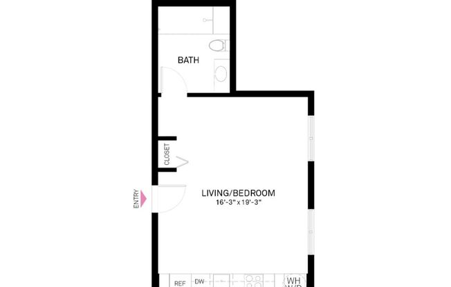 Studio, 1 bath, 470 sqft, $2,220, Unit 307