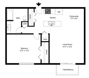1 bed, 1 bath, 745 sqft, $1,231