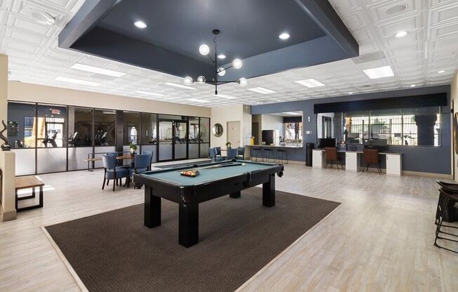 Recreation room with pool table and computer stations