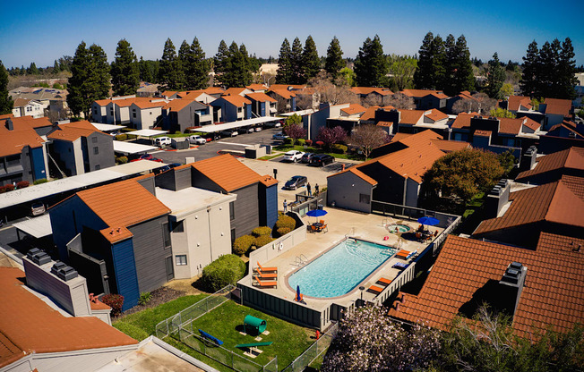 an aerial view of a ReNew on Summerfield with a swimming pool