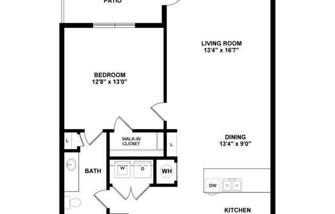 1 bed, 1 bath, 833 sqft, $1,262