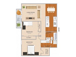 2 beds, 2 baths, 1,081 sqft, $3,540