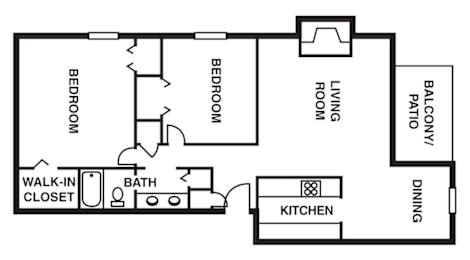 2 beds, 1 bath, 1,020 sqft, $1,290