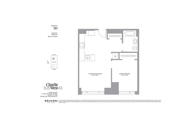 1 bed, 1 bath, 663 sqft, $4,950, Unit 3D