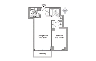 1 bed, 1 bath, 787 sqft, $4,900, Unit 25F