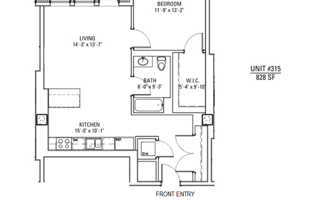 1 bed, 1 bath, 642 sqft, $3,300, Unit 3833-315