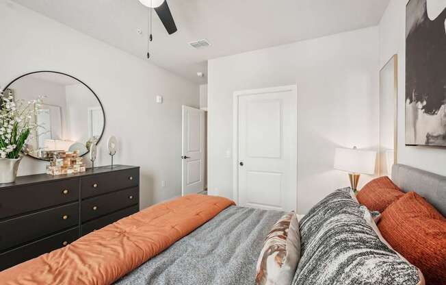 Furnished bedroom in model apartment home