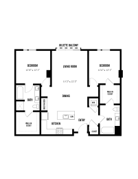 2 beds, 2 baths, 1,238 sqft, $2,657