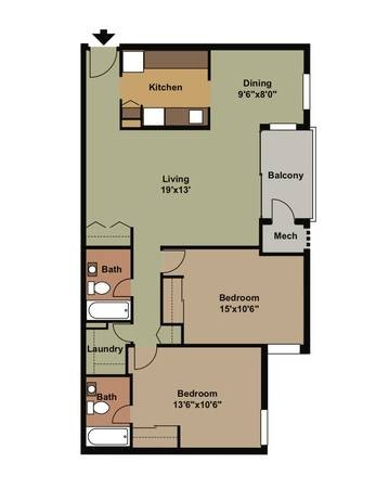 2 beds, 2 baths, 1,000 sqft, $2,725, Unit 1804WL-201