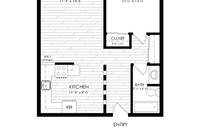 1 bed, 1 bath, 625 sqft, $1,395