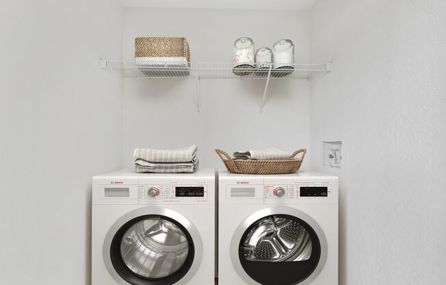 a washer and dryer in a laundry room