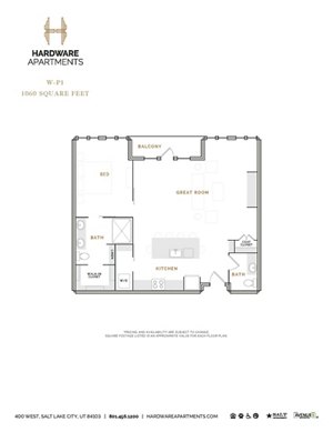 1 bed, 1.5 baths, 1,120 sqft, $2,999