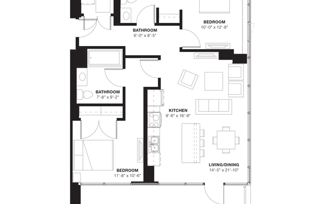 2 beds, 2 baths, 1,244 sqft, $4,333