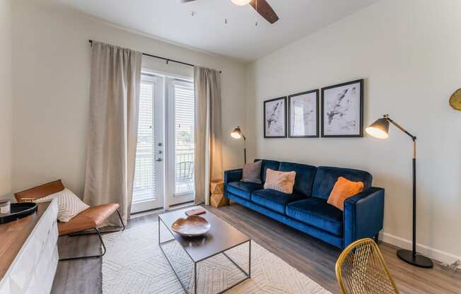 Soft and Refreshing Living Room at Residences at 3000 Bardin Road, Texas, 75052