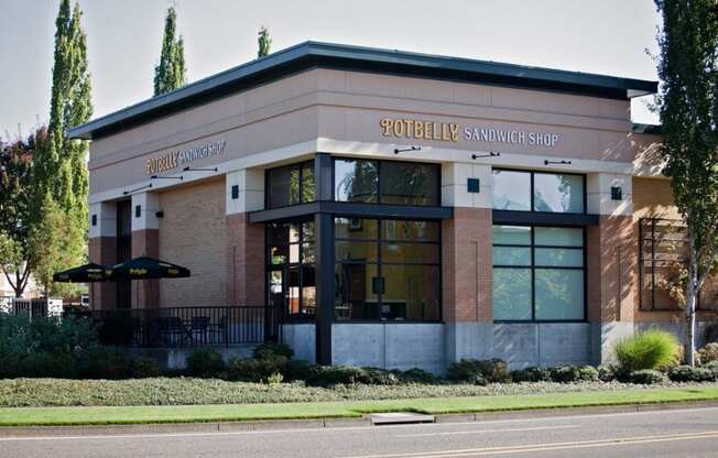 Business storefront and roads.