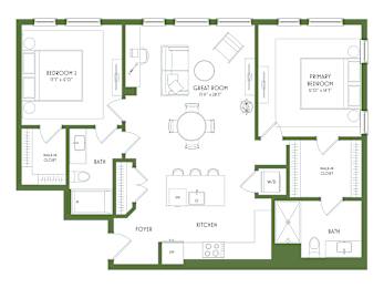 2 beds, 2 baths, 1,174 sqft, $2,599