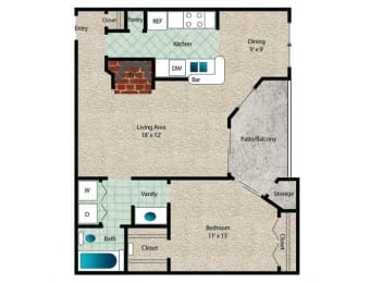 1 bed, 1 bath, 739 sqft, $1,155