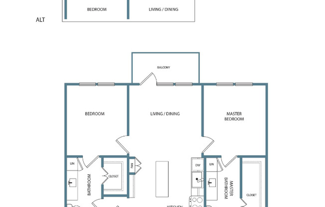 2 beds, 2 baths, 1,006 sqft, $1,530
