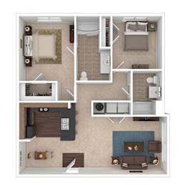 2 beds, 2 baths, 1,022 sqft, $1,249