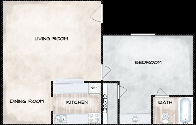 1 bed, 1 bath, 580 sqft, $1,200