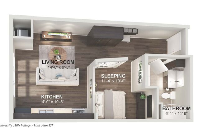 Studio, 1 bath, 558 sqft, $925, Unit Bldg 5 Apt 5326