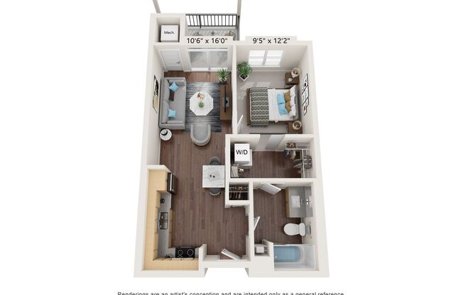 1 bed, 1 bath, 633 sqft, $1,299, Unit 132