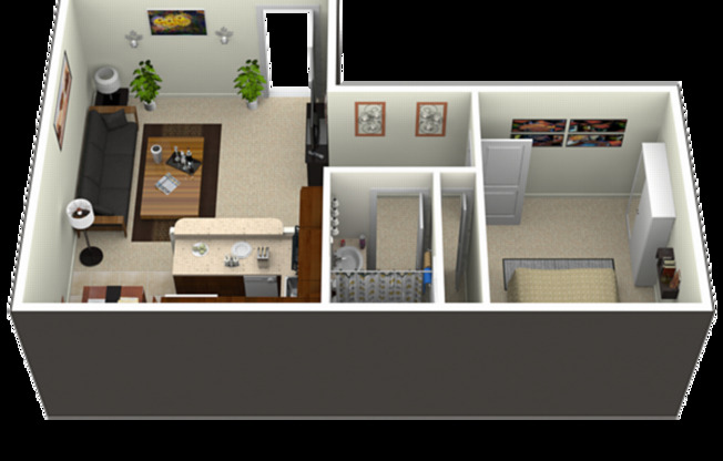 1 bed, 1 bath, 493 sqft, $1,100