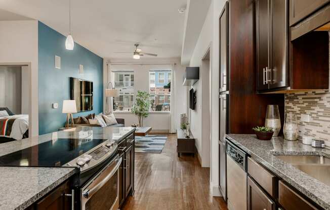 City House Apartments Kitchen and Living Room