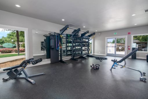 Fitness Center with large windows