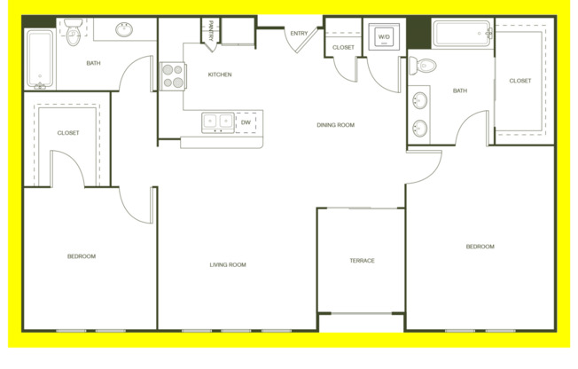 2 beds, 2 baths, 1,195 sqft, $2,599