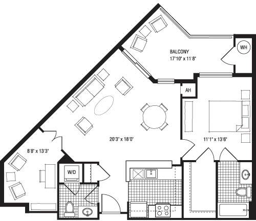 1 bed, 1 bath, 829 sqft, $3,501, Unit 445