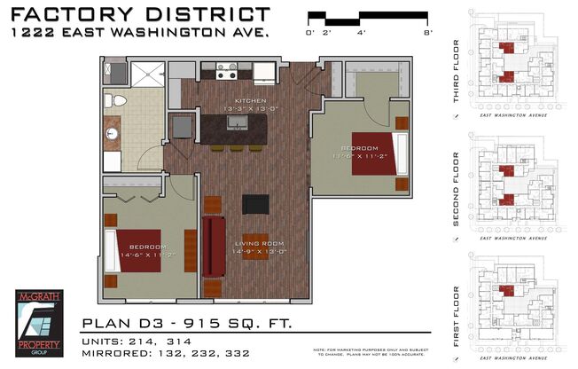 2 beds, 1 bath, 915 sqft, $2,195, Unit 214