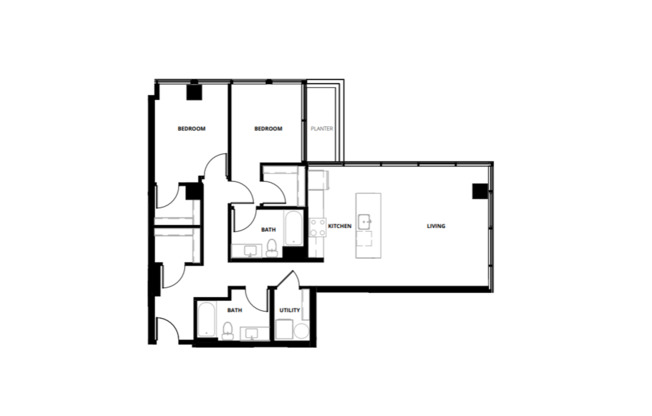 2 beds, 2 baths, 1,171 sqft, $4,495, Unit 406